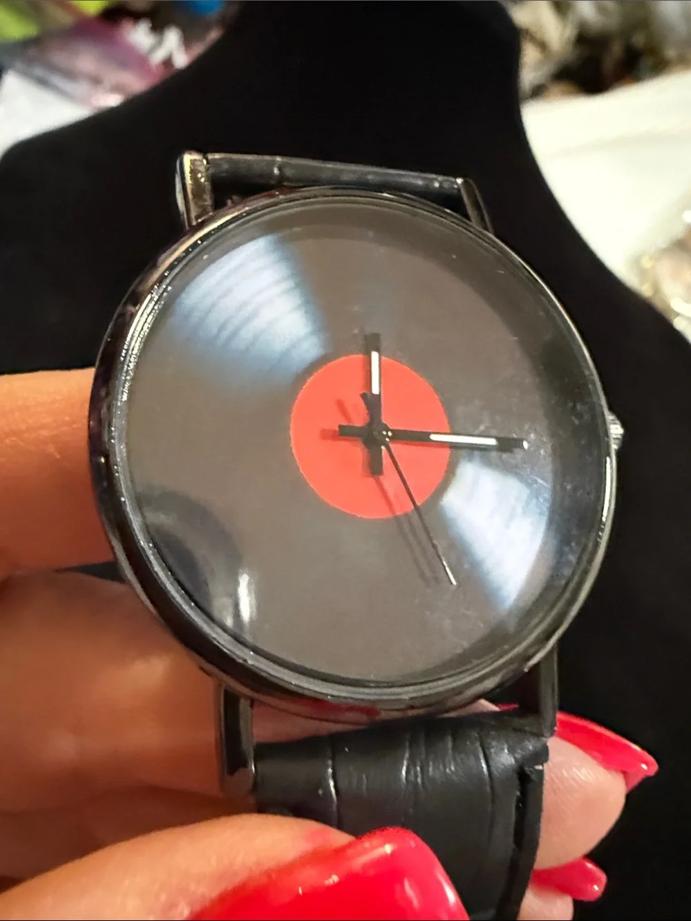 NWT Working 8” Men's Record Player Watch blk strap